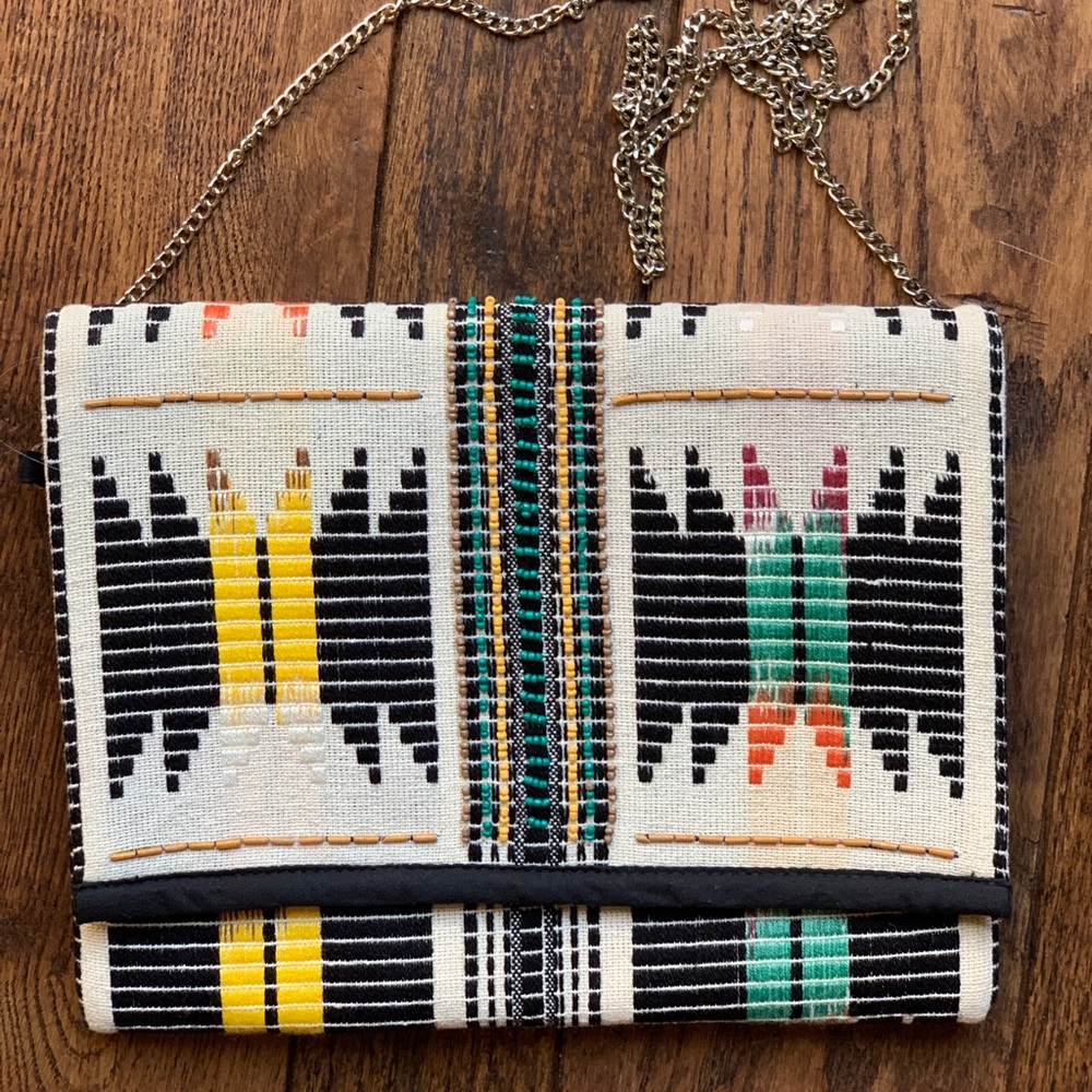 Aztec Cotton Beaded Clutch/Purse